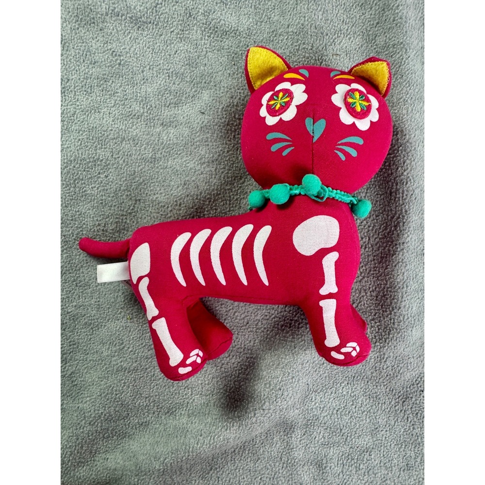 Target Day of the Dead Pink Cat Skeleton Fabric Halloween Decor 240437717